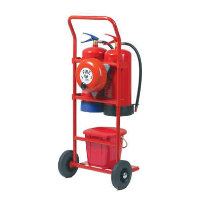 midland fire - fire point trolley with extinguishers and fire bucket